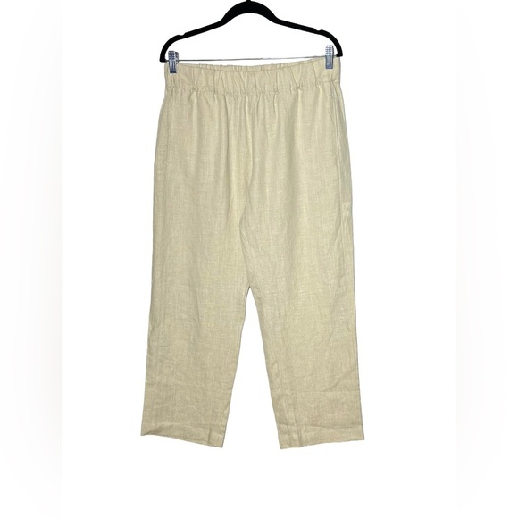 NEW American Giant Linen Pant, Elastic Waist & Pockets, Cropped, Creamy Beige, M - Picture 3 of 12